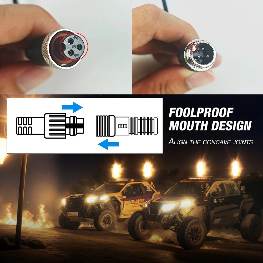 2PCS 2FT Spiral LED Fat Whip Light RGB Chasing Antenna Lighted Whips For UTV ATV Can-am X3 RZR