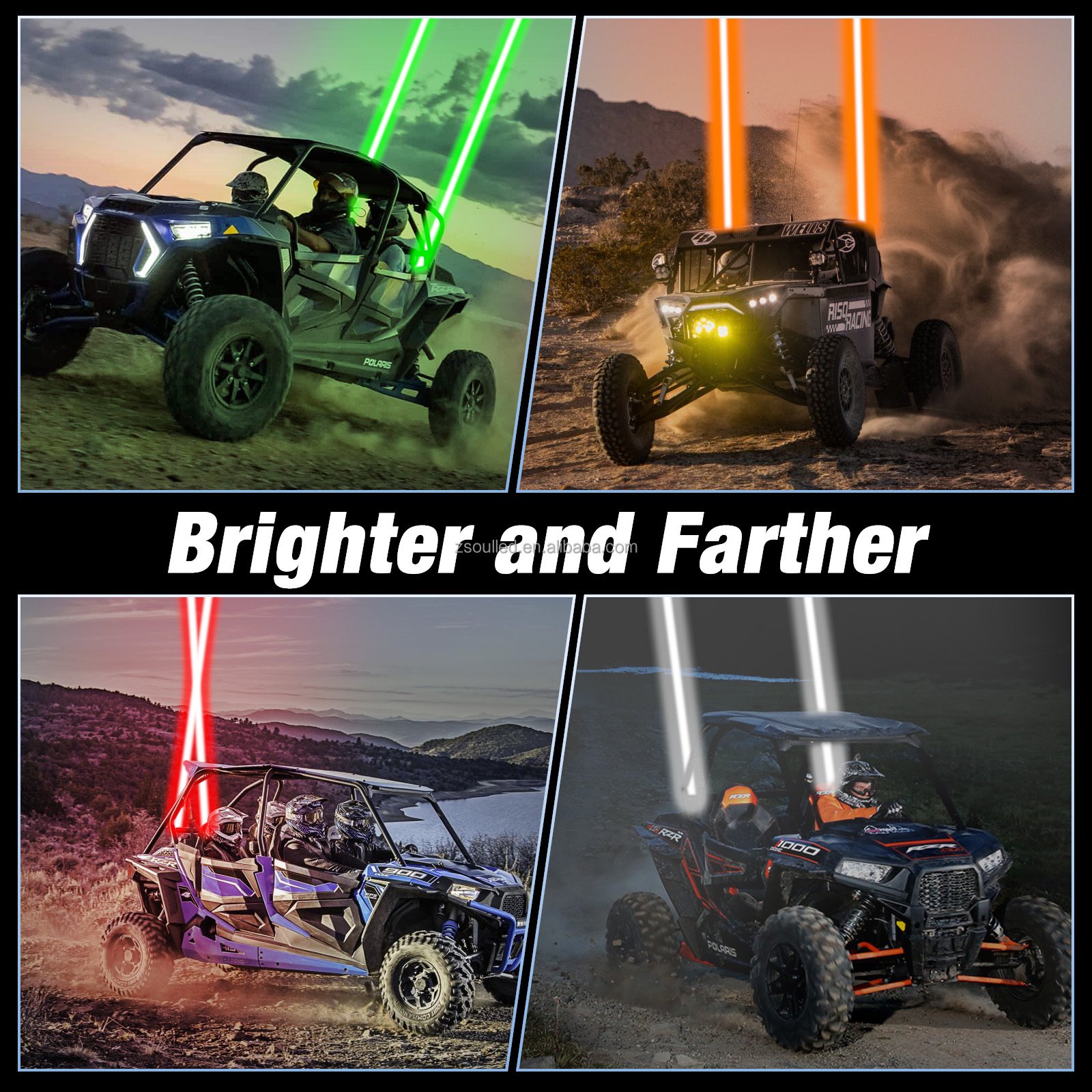 Super Bright RGBW LED Laser Whip Light with Rocker Switch Remote and APP control Led Whip Light 12-24V for ATV UTV Off Road