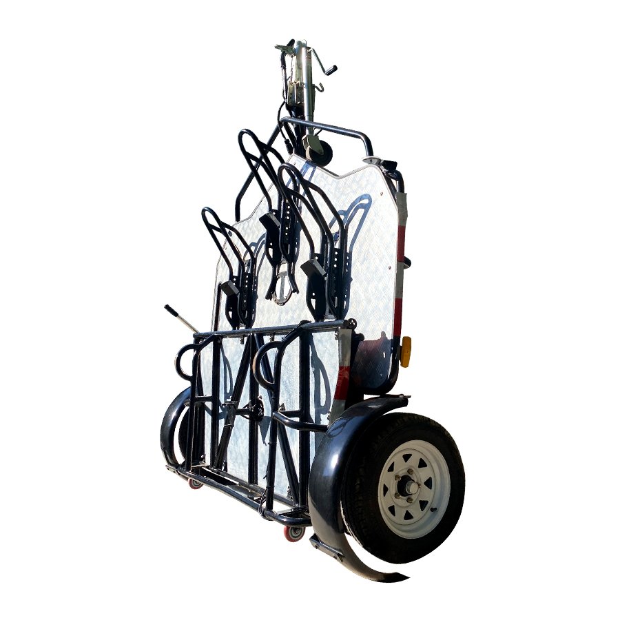 Two-Seater Motorcycle and ATV Trailer Steel Tilting Design for Convenient Storage and Transport