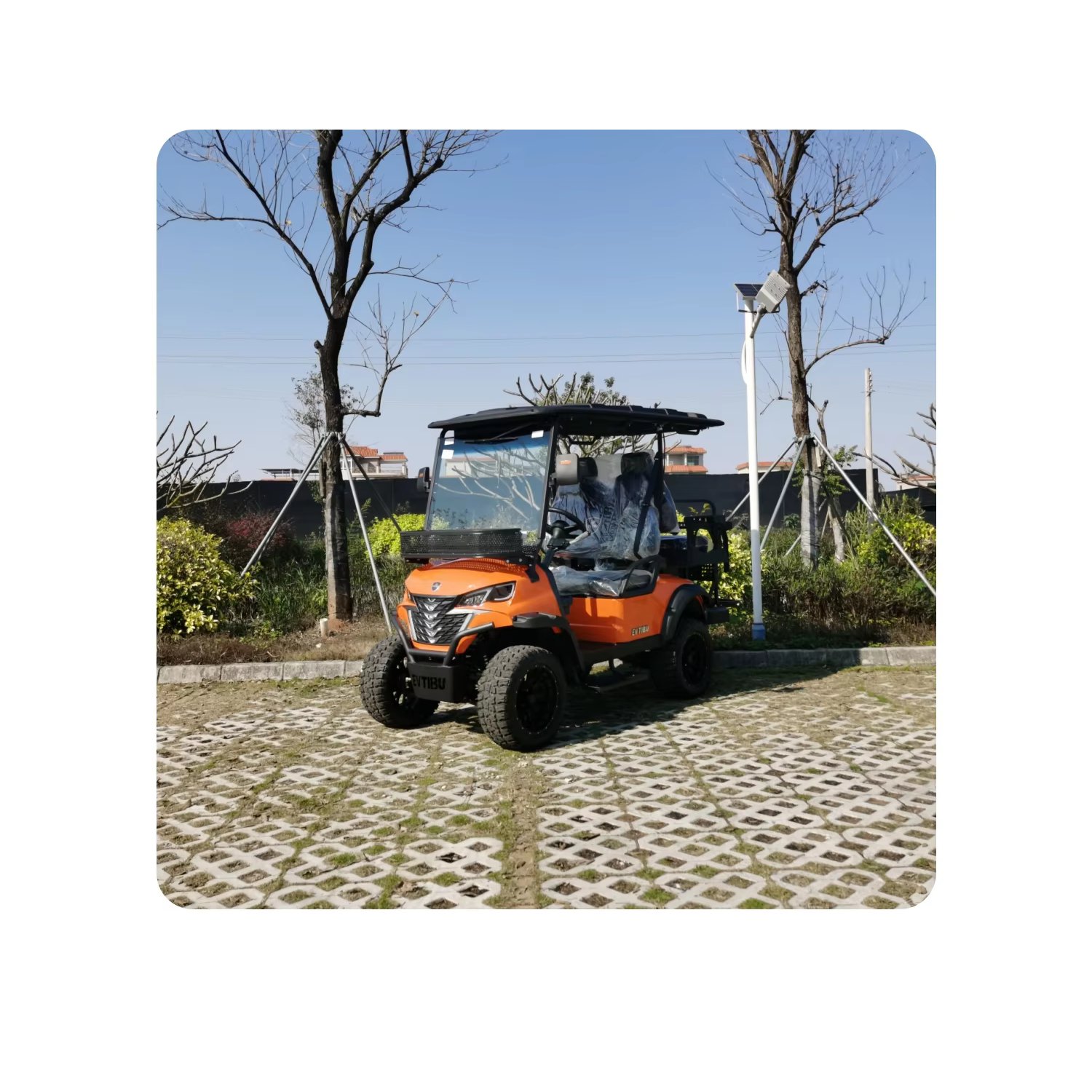 Advanced Electric Classic Vehicle with Elevated Suspension Features