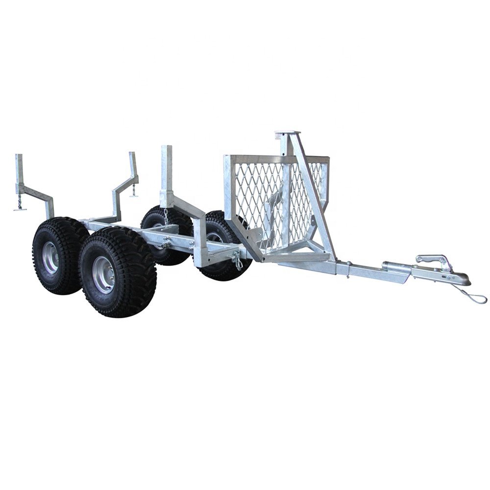 Heavy duty outdoor utility pulled atv log trailer