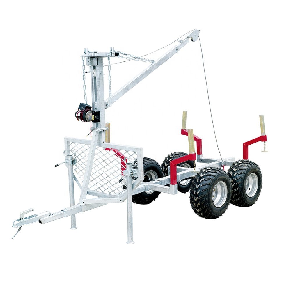 Heavy duty outdoor utility pulled atv log trailer