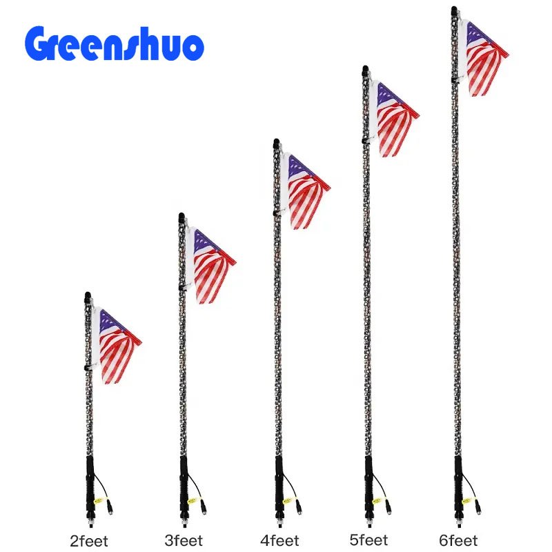 Wholesale 3ft 4ft 5ft 6ft Antenna Light 300 Colors with Brake Turn Rgb Chasing Led Whip Light