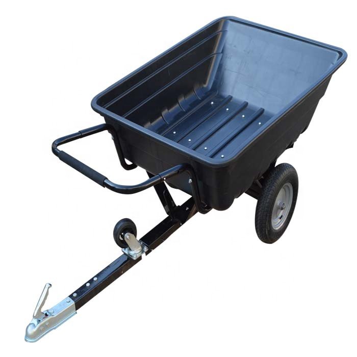 ATV Farm Tipping Tractor Trailer Garden Utility Cart CE Certificated ATV Dump Trailer with Off Road Wheels Poly+metal BTC001