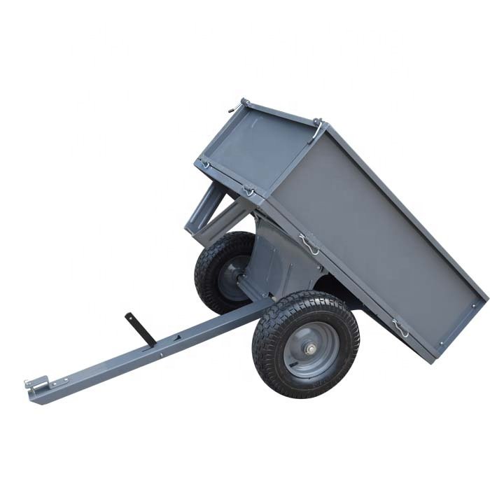 ATV Farm Tipping Tractor Trailer Garden Utility Cart CE Certificated ATV Dump Trailer with Off Road Wheels Poly+metal BTC001