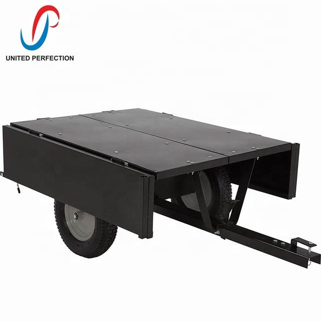 2019 hot sale DUMP CART TOW BEHIND flat bed ATV RIDE ON MOWER Quad Garden Tip Trailer with 500 KG loading capacity