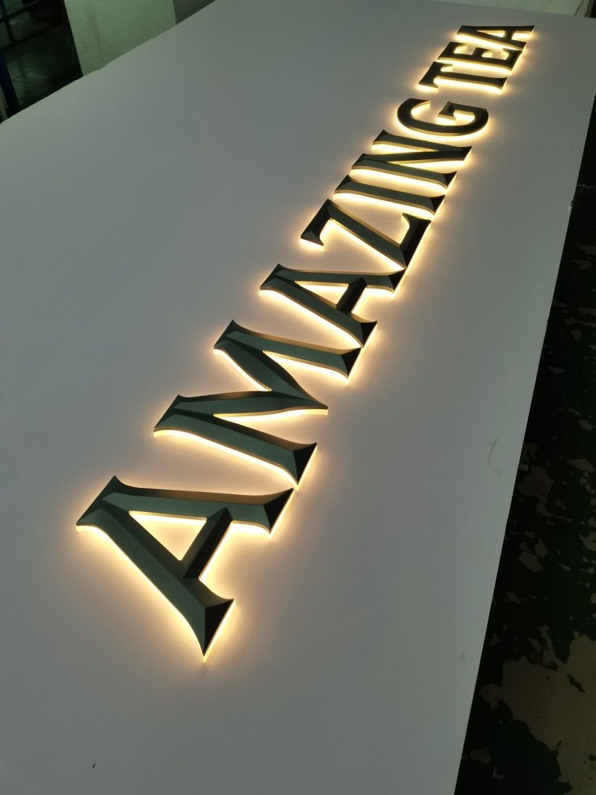 Pled Metal Wall Letters Gold 3d Stainless Steel Signs Backlit Sign Channel Letter Led Signs for Business