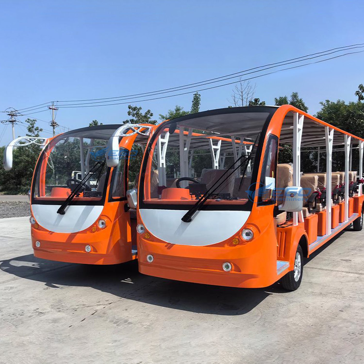 23 Seats Big Bus Sightseeing Car 4KW 72V Battery Powered Shuttle Bus Car Reception Bus