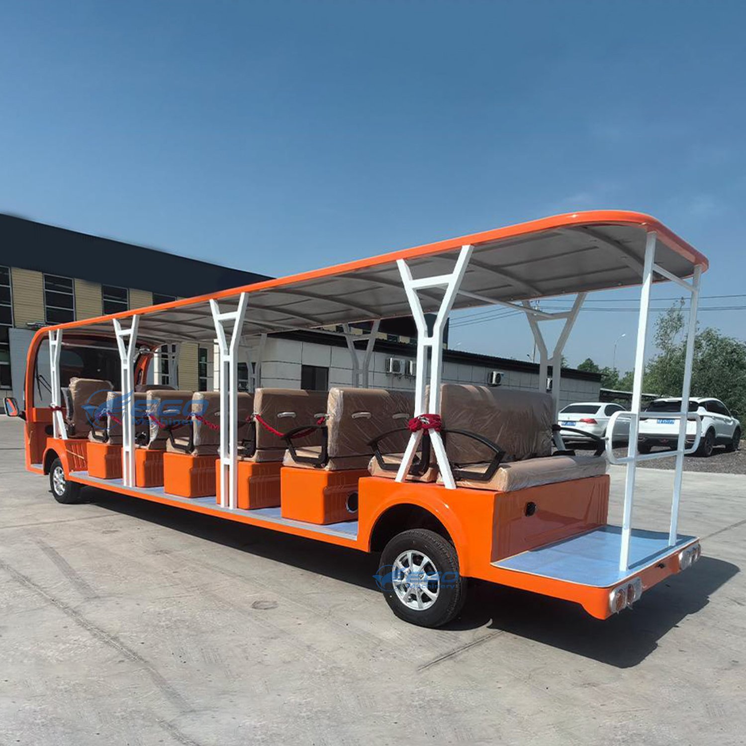 23 Seats Big Bus Sightseeing Car 4KW 72V Battery Powered Shuttle Bus Car Reception Bus