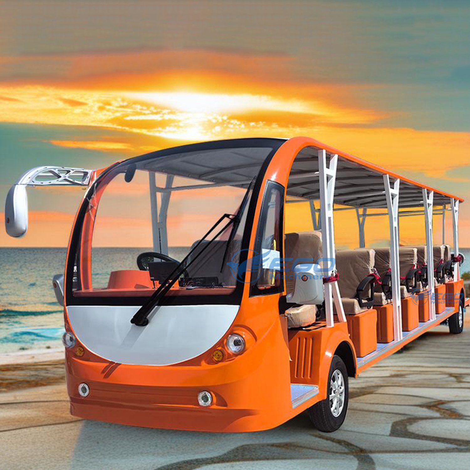 23 Seats Big Bus Sightseeing Car 4KW 72V Battery Powered Shuttle Bus Car Reception Bus