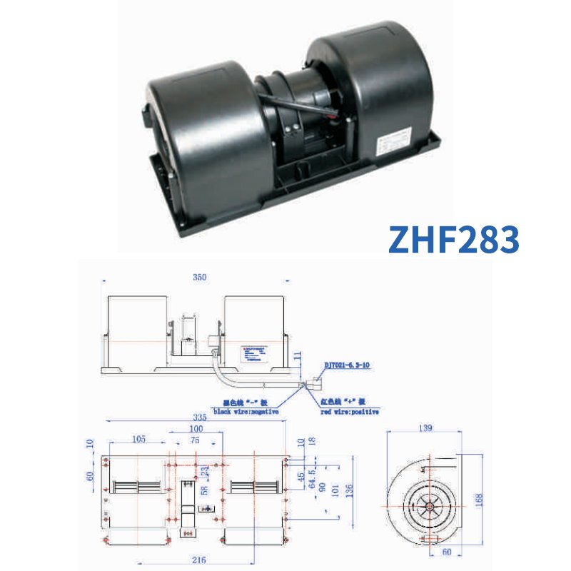Bus Air Conditioning Cooling System Parts Bus Heating Blower Evaporator Blower Fan Accessories ZHF283 China 12V 24V Part Carton