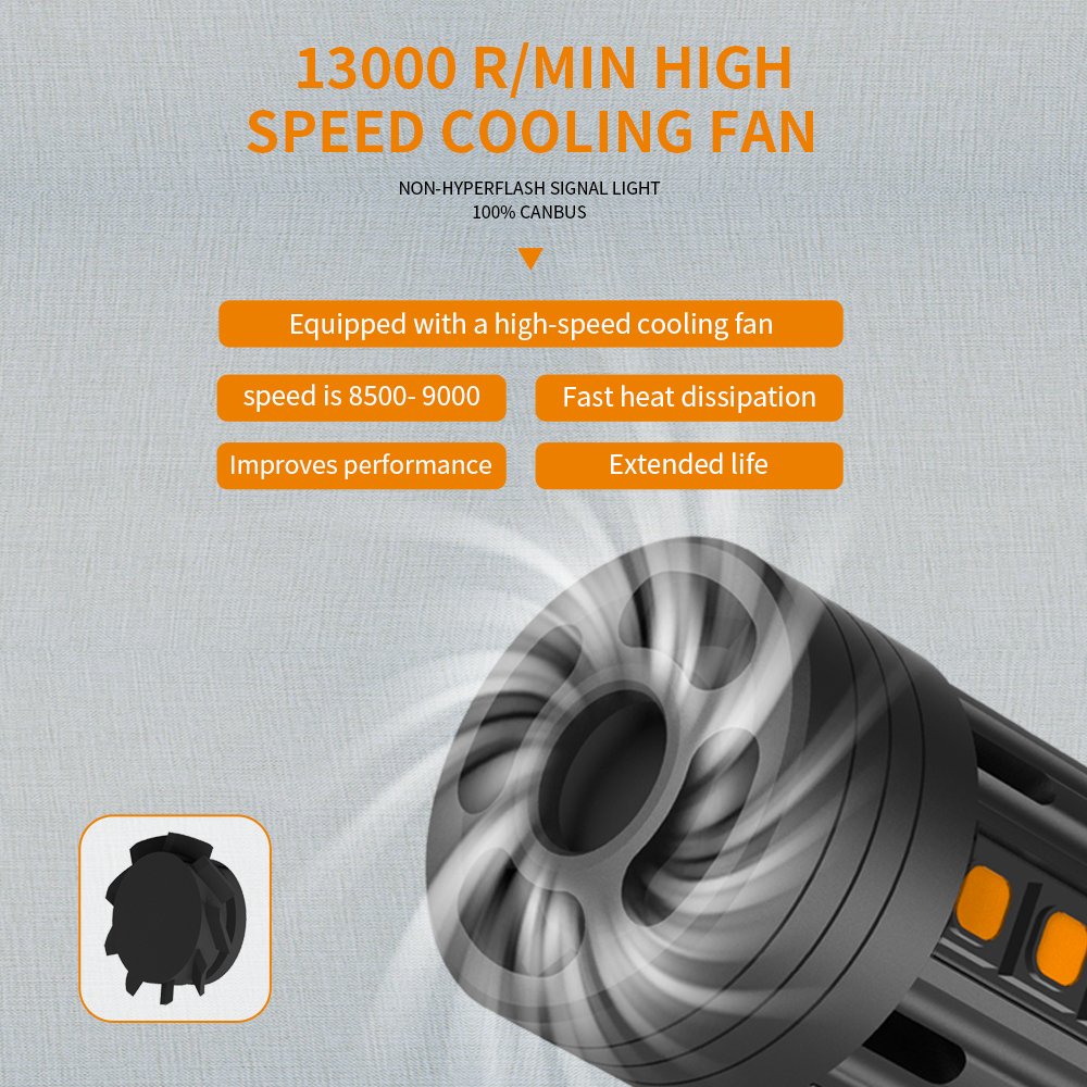 S4 No Hyper Flash 28W 2800LM BAU15S 3156 7440 Fan Amber 1156 Canbus Waterproof Turn Signals Led Bulb