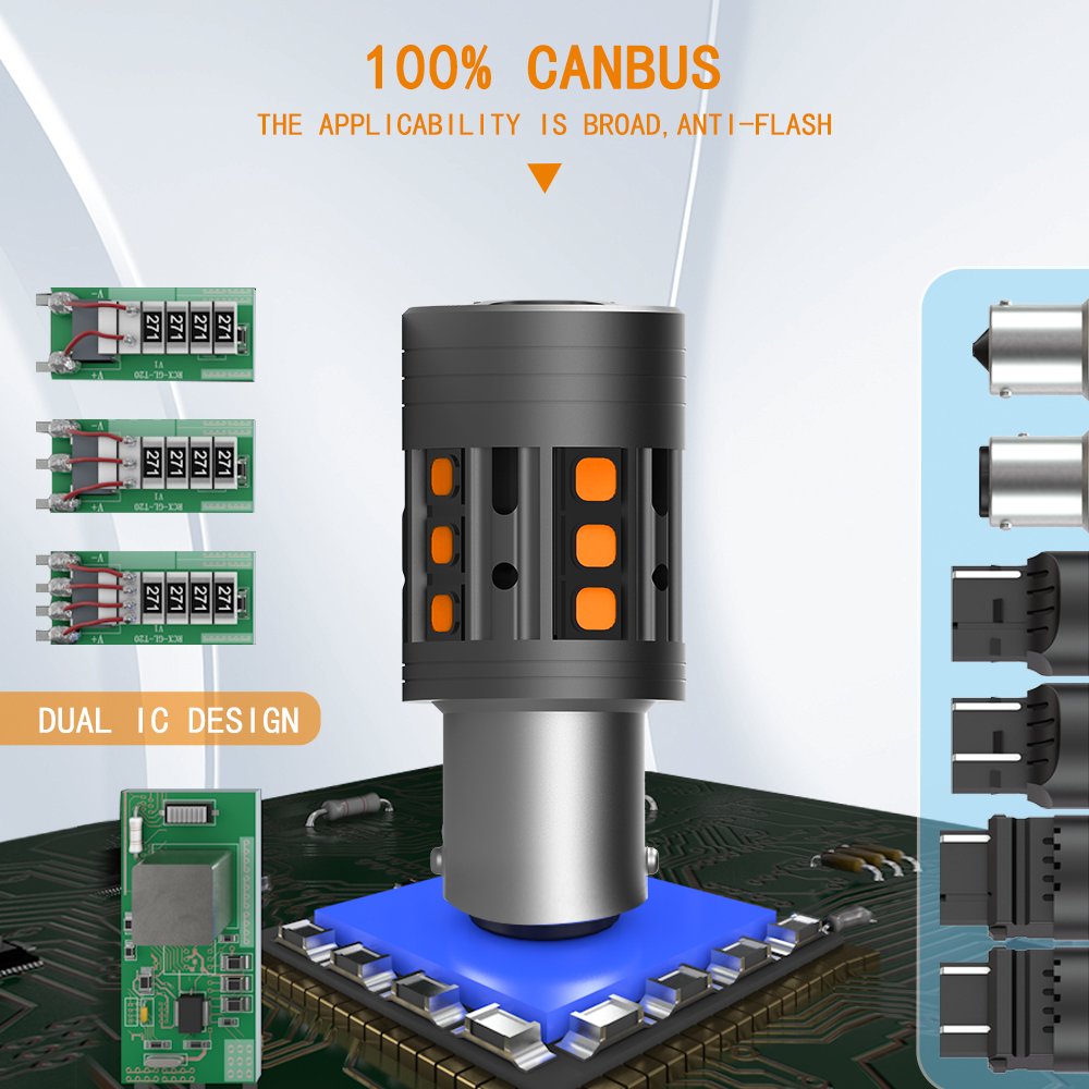 S4 No Hyper Flash 28W 2800LM BAU15S 3156 7440 Fan Amber 1156 Canbus Waterproof Turn Signals Led Bulb