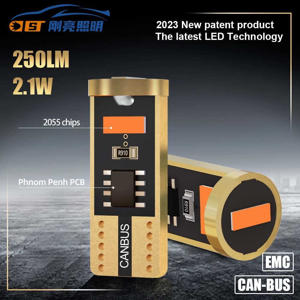 2023 New Model 2055 Chips White Color No Hyperflash 250 Lumen T10 W5W Canbus Bulb for Car