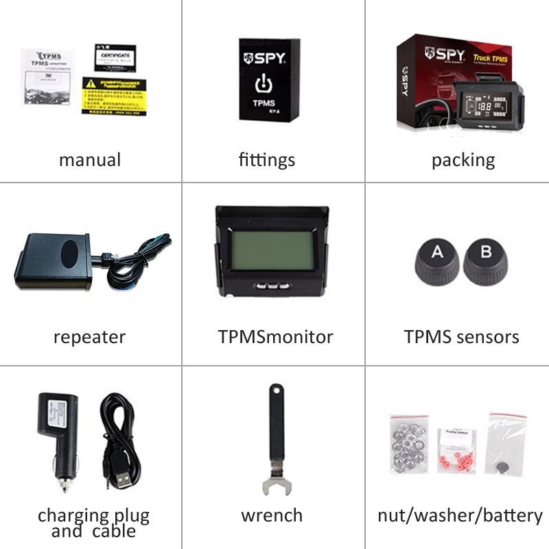 Factory High Quality Outlet 10 Wheels Truck Trailer Bus Solar Wireless Digital Tire Pressure Sensor System Gauge Monitor Tpms