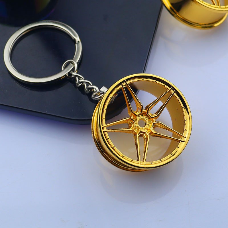 Wholesale Creative Vintage Car Wheel Key Holder Turbo Metal Light Keychain Custom Laser Logo Hot Sale Alloy Hot Wheels Keyring