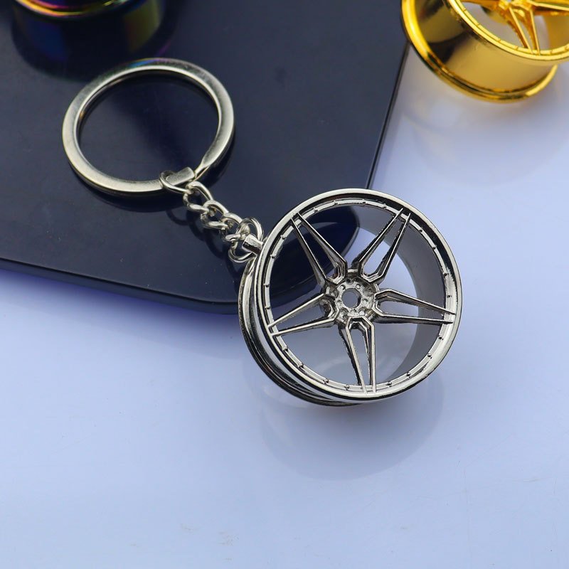 Wholesale Creative Vintage Car Wheel Key Holder Turbo Metal Light Keychain Custom Laser Logo Hot Sale Alloy Hot Wheels Keyring