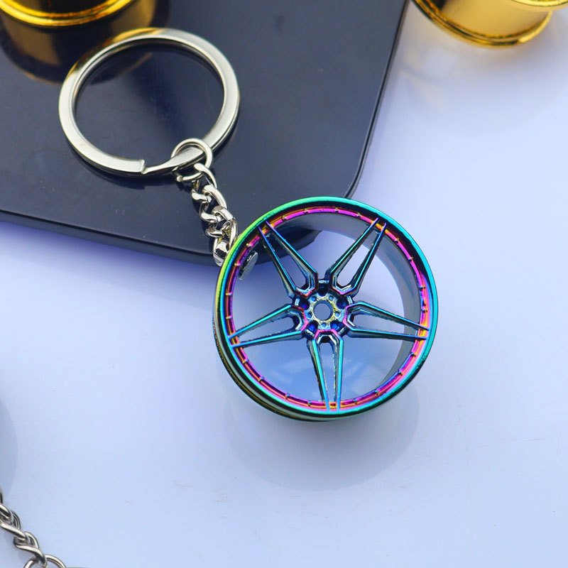 Wholesale Creative Vintage Car Wheel Key Holder Turbo Metal Light Keychain Custom Laser Logo Hot Sale Alloy Hot Wheels Keyring
