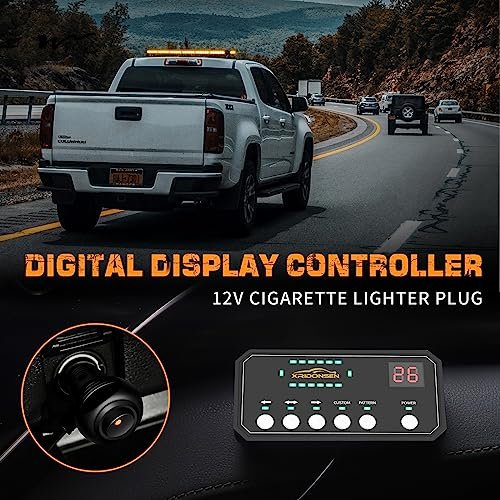 LED Roof Top Amber Strobe Light Bar Emergency Warning Flashing Safety Hazard Double Side Traffic Advisor Lights Magnetic Mount