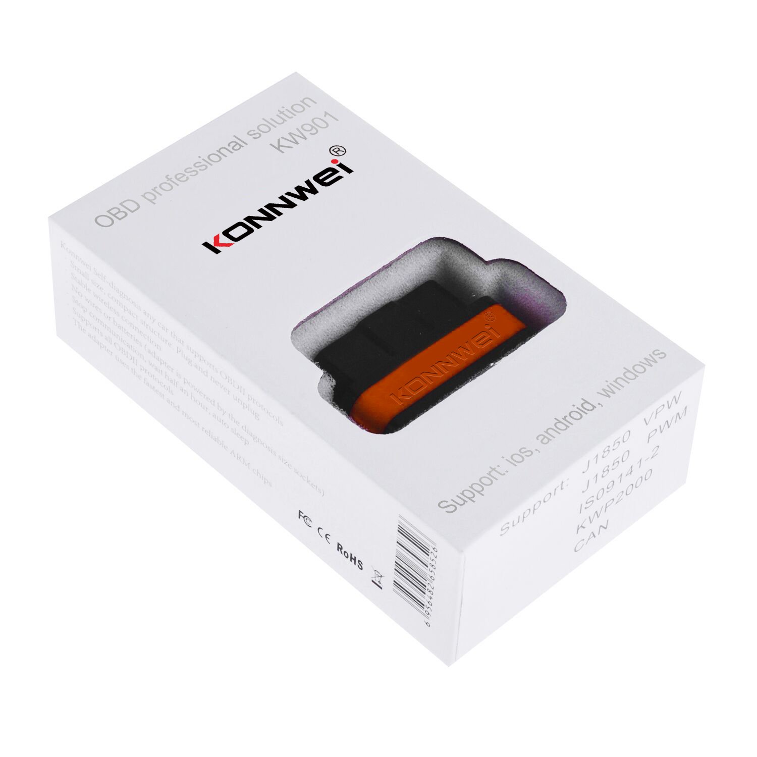 Factory KONNWEI KW901 ELM327 Bluetooth 4.0 5.0 V 1.5 OBD2 Scanner for Android IOS Car Diagnostic Tool OBD2 Scanner Tool