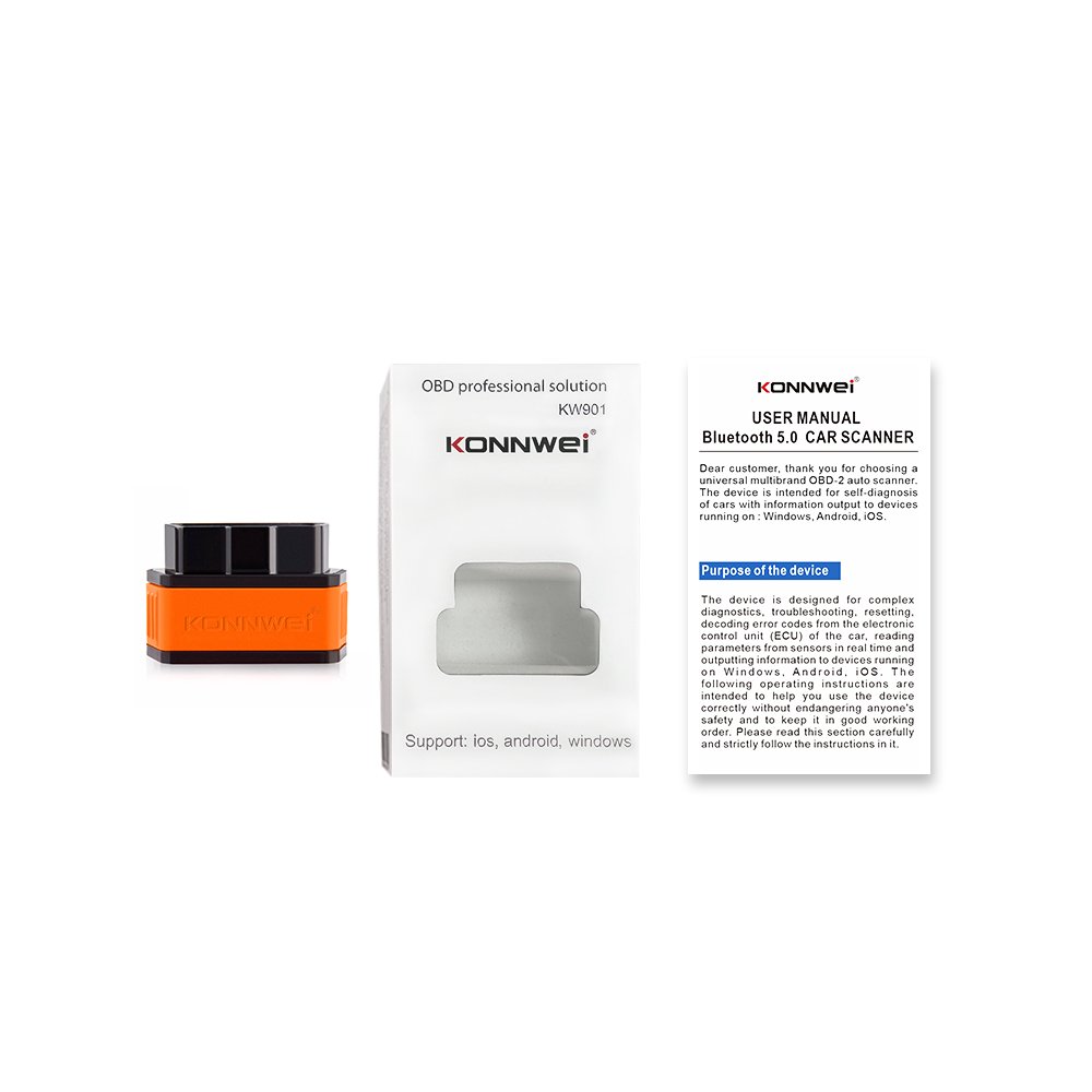 Factory KONNWEI KW901 ELM327 Bluetooth 4.0 5.0 V 1.5 OBD2 Scanner for Android IOS Car Diagnostic Tool OBD2 Scanner Tool