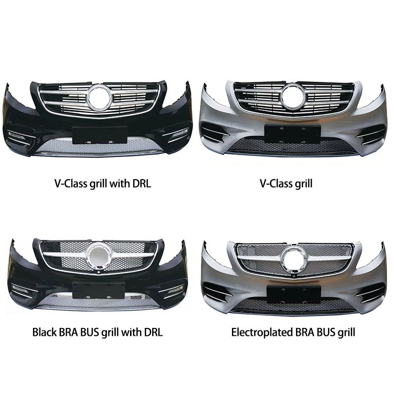 Upgrade AMG Style Bodykit Diamond Bra Bus Grill Front Bumper Real Bumper DRL for Mercedes Benz Vito V Class Body Kit 2014-2023