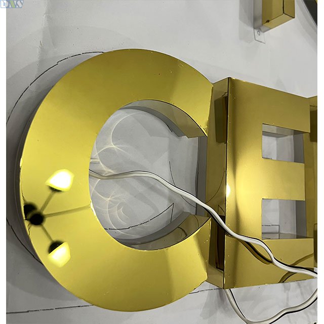 Bathroom Door Signs Laser Cut Acrylic LettersTitanium Gold Mirror Stainless Steel Backlit Signage