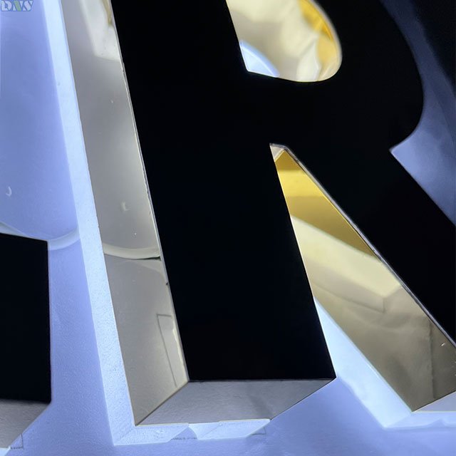 Bathroom Door Signs Laser Cut Acrylic LettersTitanium Gold Mirror Stainless Steel Backlit Signage