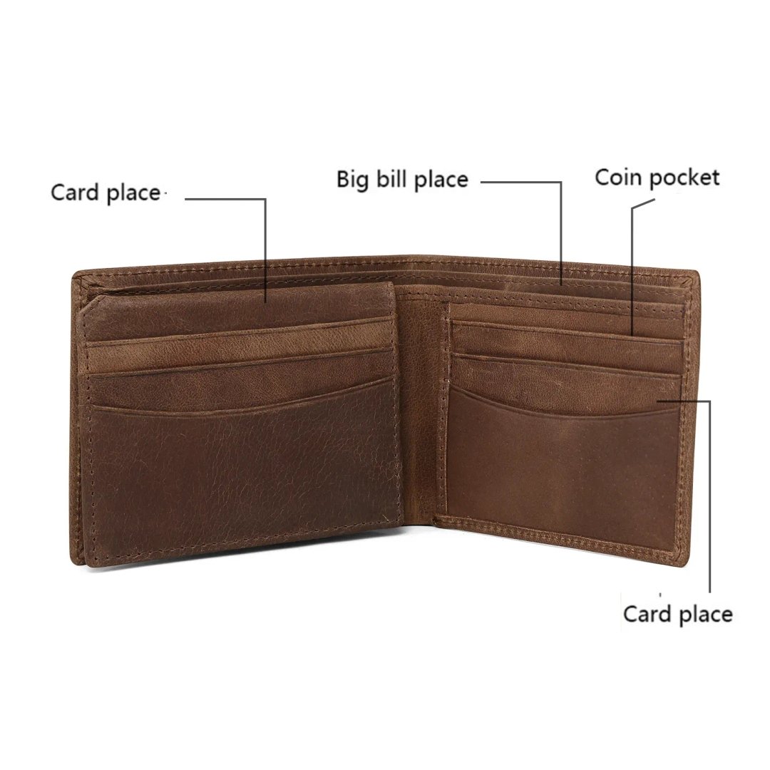 Wholesale High Quality Genuine Leather Slim Wallet for Men and Women Business Card and Credit Card Holder Without Zipper