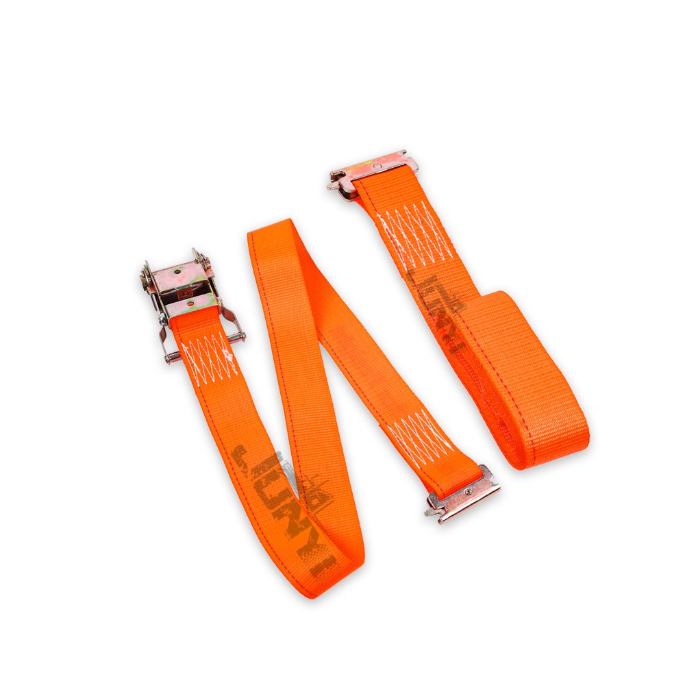 Orange E-track Ratchet Strap 2" X 15' Tie Down Strap with E Fitting Hooks Work Load Limit Is 1466 Lbs. for Transport Truck