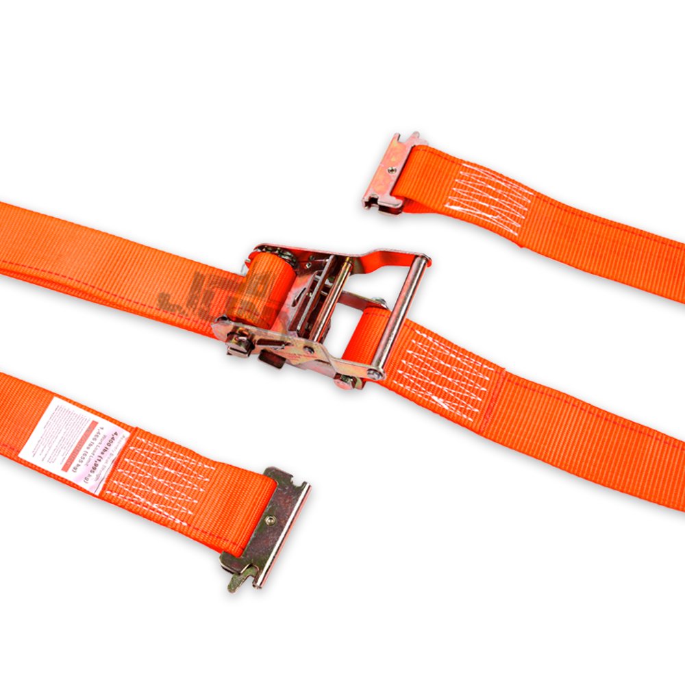 Orange E-track Ratchet Strap 2" X 15' Tie Down Strap with E Fitting Hooks Work Load Limit Is 1466 Lbs. for Transport Truck