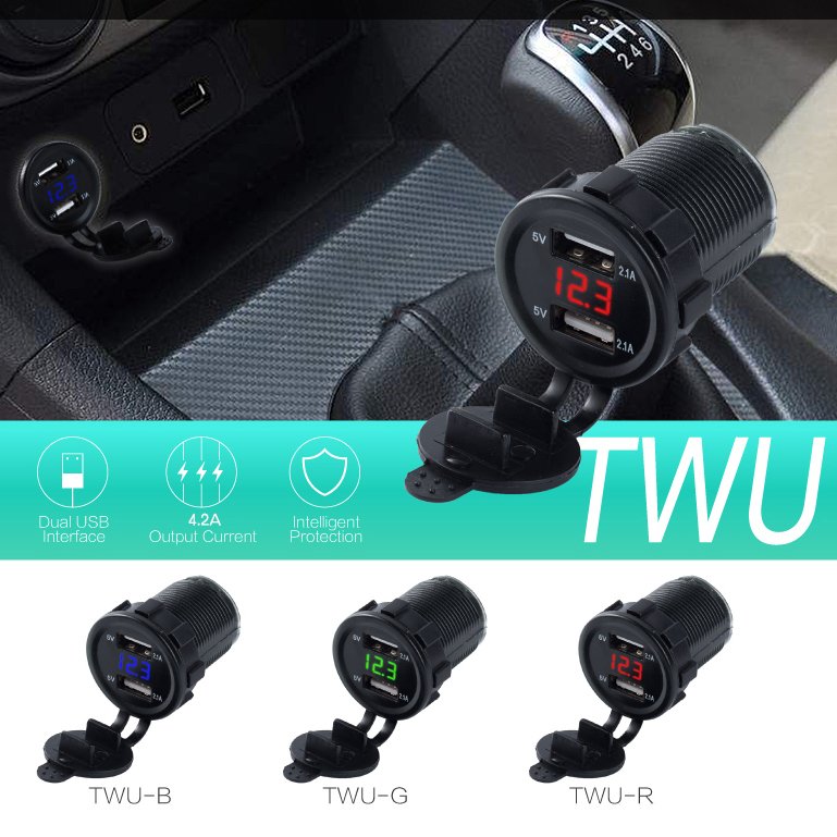 Wholesales USB Type C Socket 5.1A Dual USB Charger for Car Bus