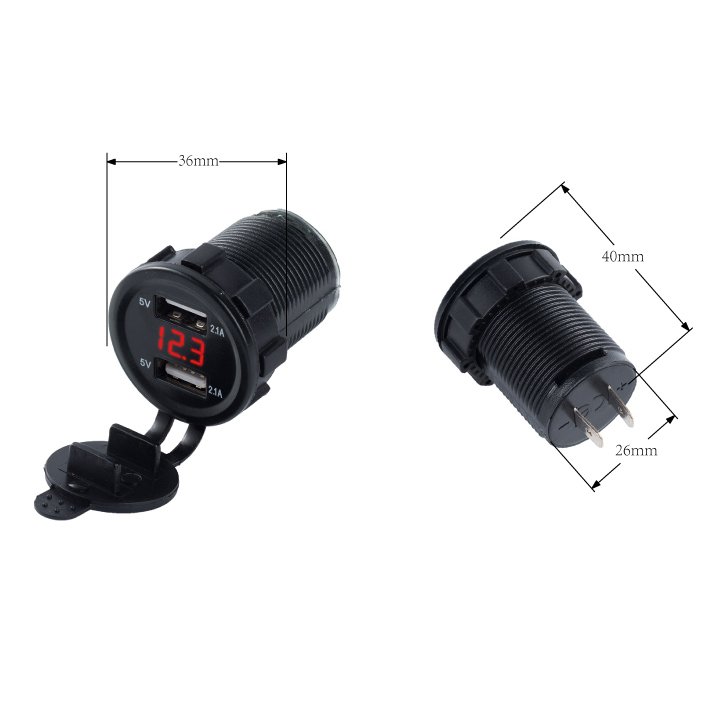 Wholesales USB Type C Socket 5.1A Dual USB Charger for Car Bus