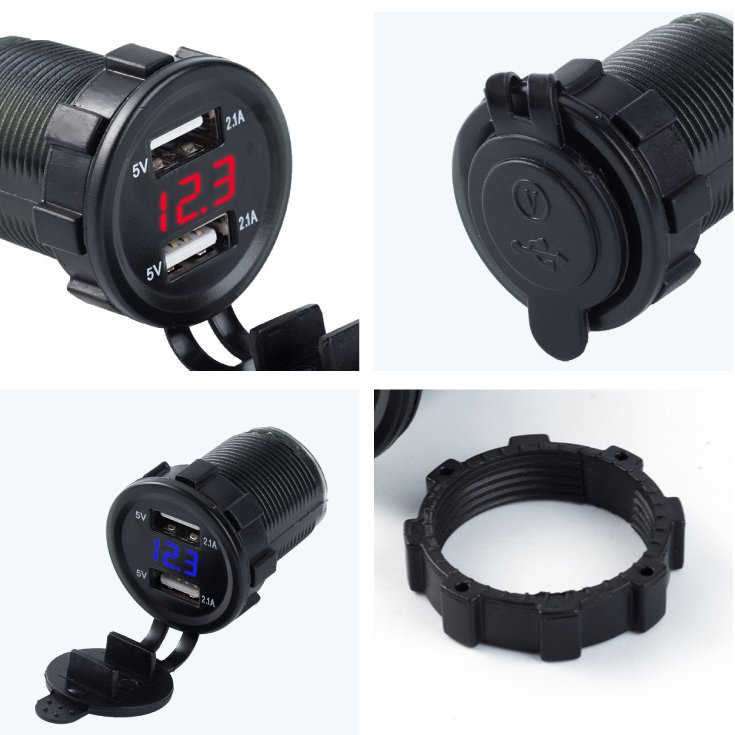 Wholesales USB Type C Socket 5.1A Dual USB Charger for Car Bus