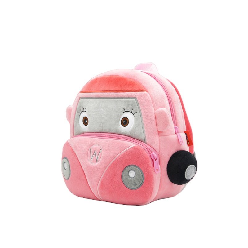 10 Styles Cute Cartoon Car Plush School Bags Racer Patrol Police Mini Kids Plush Backpacks for Children