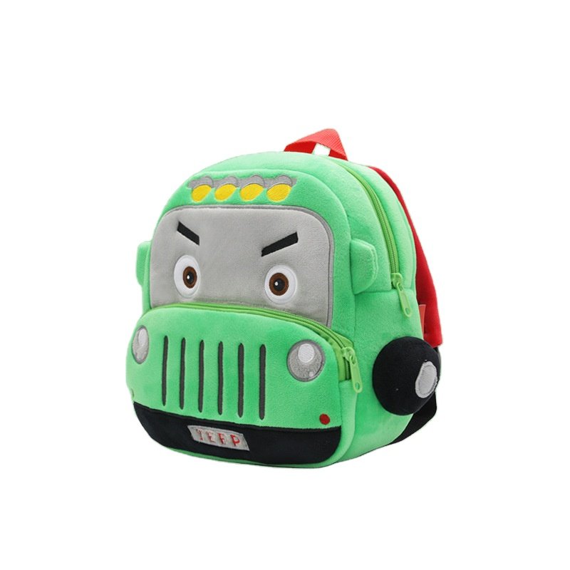 10 Styles Cute Cartoon Car Plush School Bags Racer Patrol Police Mini Kids Plush Backpacks for Children