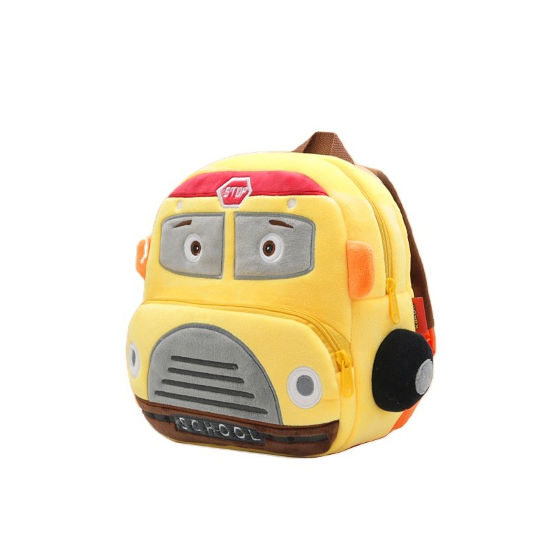 10 Styles Cute Cartoon Car Plush School Bags Racer Patrol Police Mini Kids Plush Backpacks for Children
