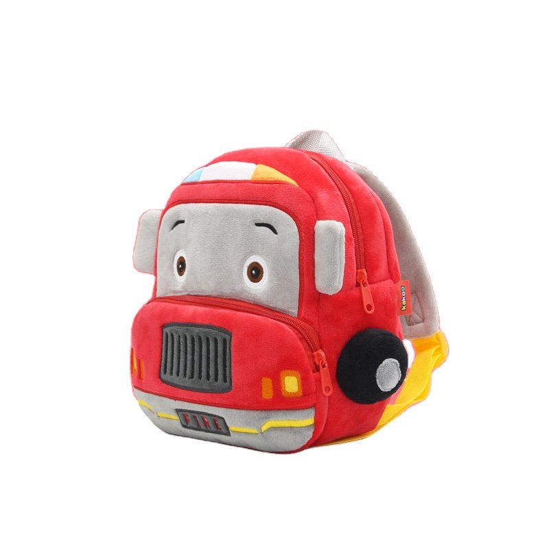 10 Styles Cute Cartoon Car Plush School Bags Racer Patrol Police Mini Kids Plush Backpacks for Children