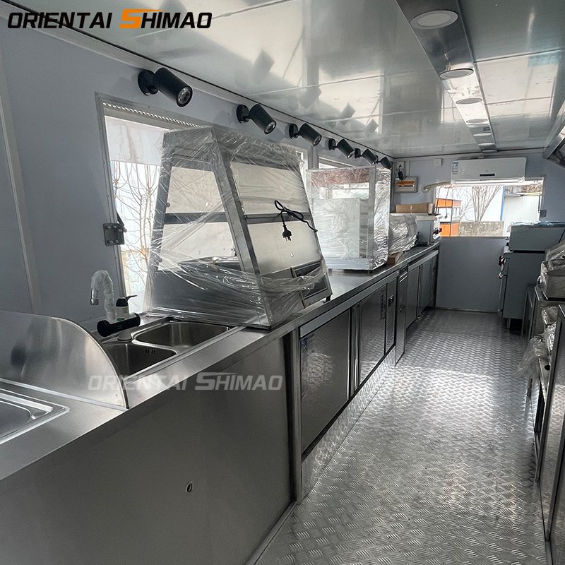 European Standard Stainless Steel Mobile Food Cart Fast Food Truck for Coffee and Ice Cream Fruit-based Street Vendor Trailer