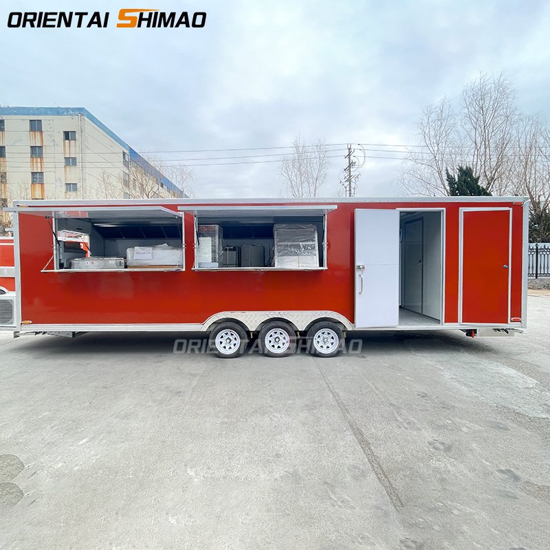 European Standard Stainless Steel Mobile Food Cart Fast Food Truck for Coffee and Ice Cream Fruit-based Street Vendor Trailer