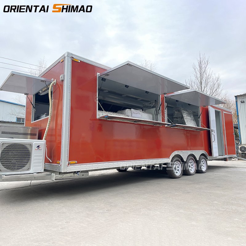 European Standard Stainless Steel Mobile Food Cart Fast Food Truck for Coffee and Ice Cream Fruit-based Street Vendor Trailer