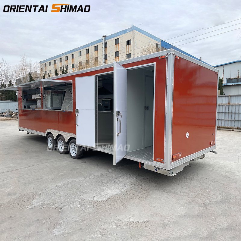 European Standard Stainless Steel Mobile Food Cart Fast Food Truck for Coffee and Ice Cream Fruit-based Street Vendor Trailer