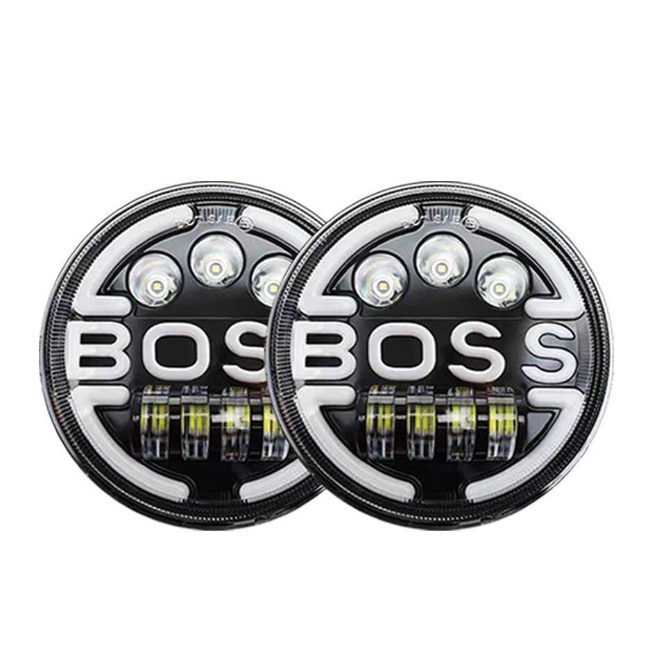 Motorcycle 7Inch Round 65w LED Headlights Far Near DRL With Turn Signal Angel Eyes Headlamp for Jeep Wrangler SUV