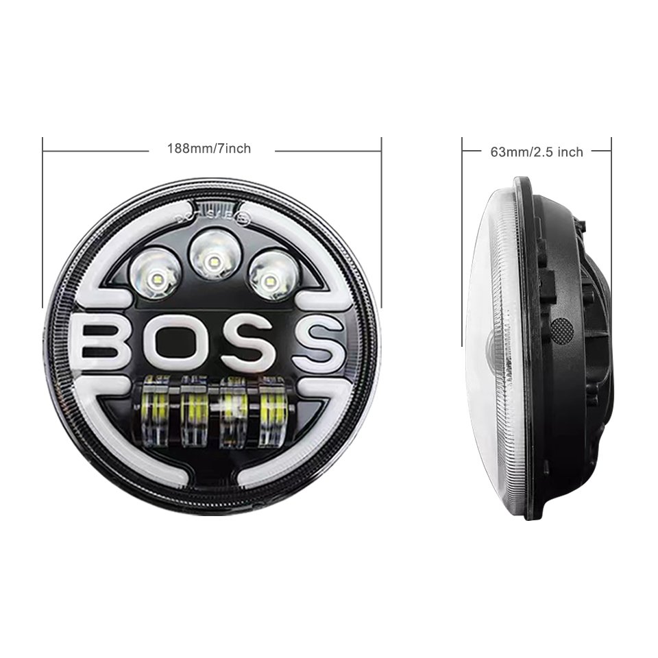 Motorcycle 7Inch Round 65w LED Headlights Far Near DRL With Turn Signal Angel Eyes Headlamp for Jeep Wrangler SUV