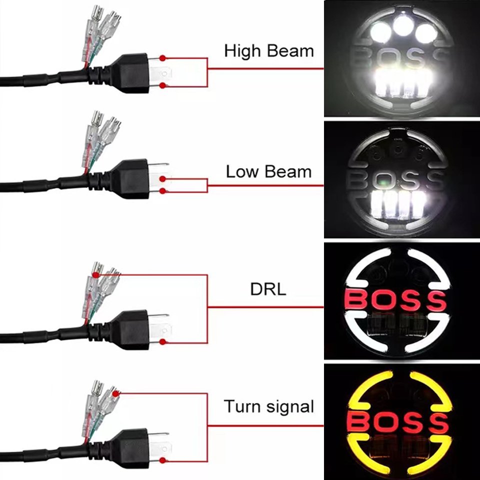 Motorcycle 7Inch Round 65w LED Headlights Far Near DRL With Turn Signal Angel Eyes Headlamp for Jeep Wrangler SUV