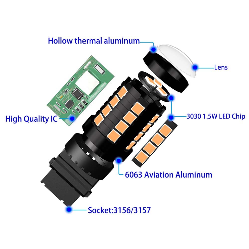 OEM 9-30v Canbus Amber Led T25 S25 P27W Auto Reverse Brake Light With 3156 P21w for Car