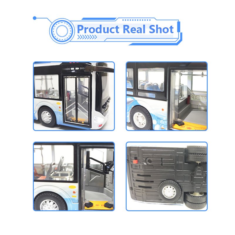 1/42 Scale Diecast Toys Model Car Door Opening Bus Toy Model With Lights Open Doors Toy Bus With Door Open
