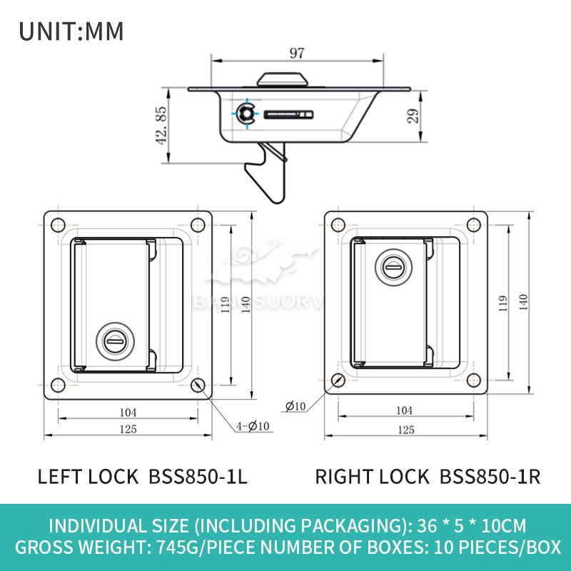 BSS850-1 Panel Lock RV caravan Lock/electric Construction Vehicles Door Lock/RV Lock