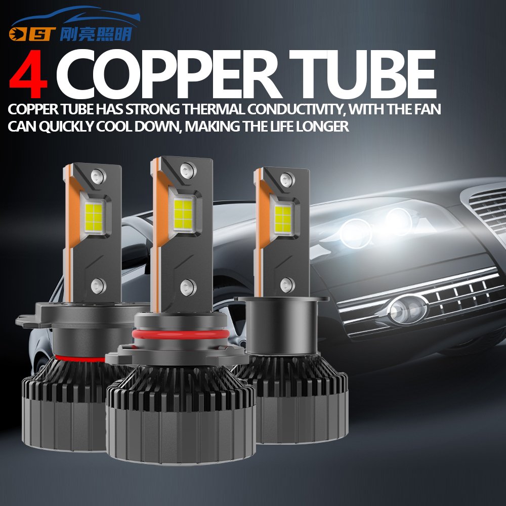 Customized New Model T70 Four Copper Tubes 3570chips Ip68 Waterproof H7 H11 9005 9006 9012 H4 H13 9004 9007 Led Headlight