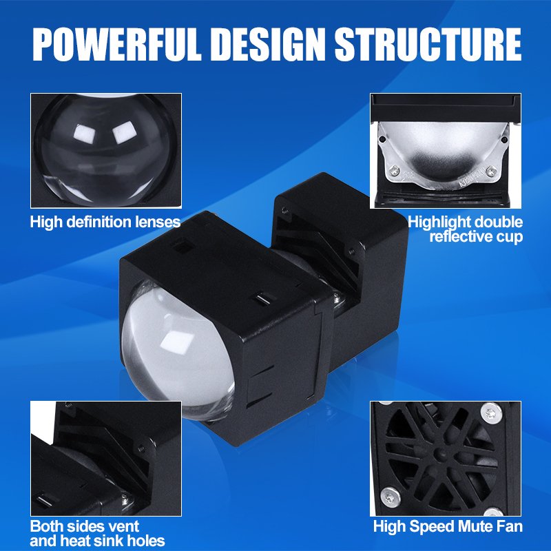 Custom 1.5 Inch Small Bi Led Projector Lens Module Car Headlights 45W 12V 4000lm H4 H7 Headlamps for Car Auto Accessories